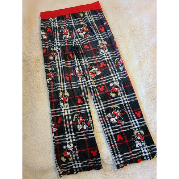 Disney's MICKEY Mouse Black/red Plaid Soft Pajama Pants Size Large Women's - Picture 2 of 5